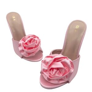 New Allegra K Heels Women 6 Pink Stiletto Open Toe Slip On Party Dress Shoes‎